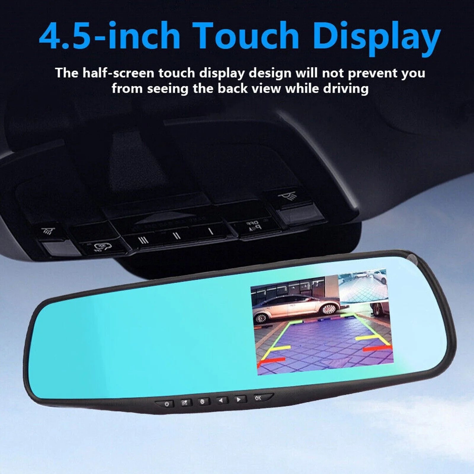 Dual 1080P HD Dash Cam - Front and Rear Car DVR Rearview Mirror Video Recorder