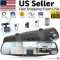 Dual 1080P HD Dash Cam - Front and Rear Car DVR Rearview Mirror Video Recorder